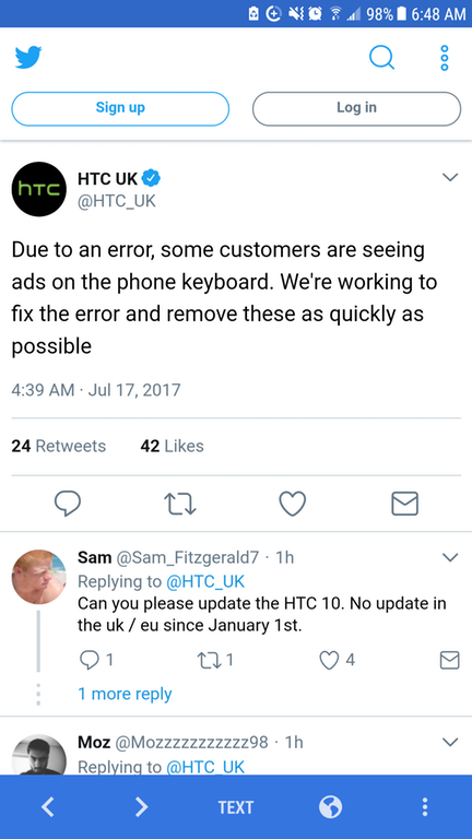 acclaim badge facebook - @ 98% Q Sign up Log in htc Htc Uk Due to an error, some customers are seeing ads on the phone keyboard. We're working to fix the error and remove these as quickly as possible 24 42 Cz Sam 1h Can you please update the Htc 10. No up