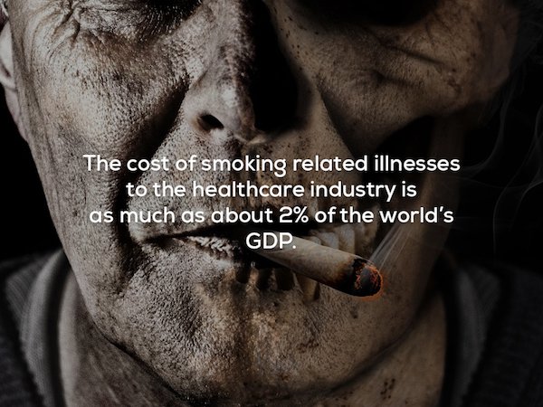 smoking sickness - 40 The cost of smoking related illnesses to the healthcare industry is as much as about 2% of the world's Gdp.