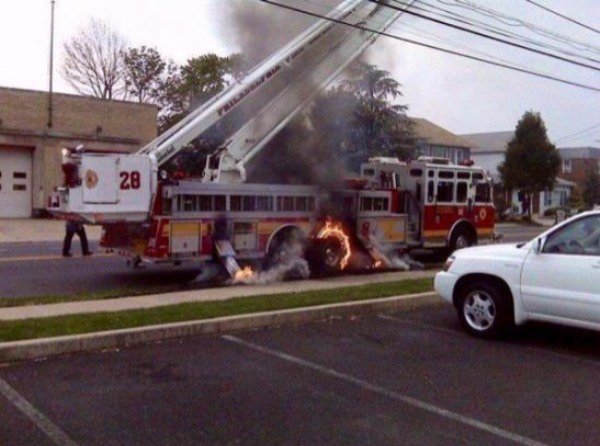 fire truck power lines