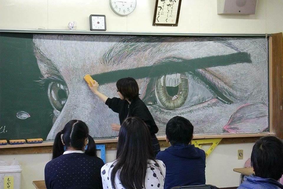 teacher erases board art