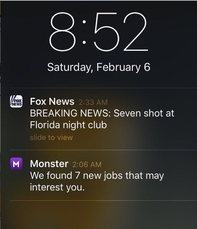 7 shot 7 new jobs - Saturday, February 6 Fox News Fox News Breaking News Seven shot at Florida night club slide to view M Monster We found 7 new jobs that may interest you.