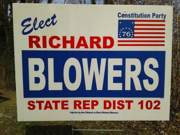 banner - Dar Constitution Party Elect Richard Blowers State Rep Dist 102 Pald for by the Citizens to Elect Richard Blowers