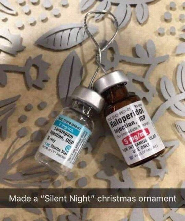 silent night nurse ornament - 1747040 01 2 mgml Lorazepam Bjection, Usp Ronly tal Sterile Vial Since 0143950101 Haloperidol Injection, Isp 5 fagm3 For Int Amus Ular U E Only West W Ro Made a "Silent Night" christmas ornament