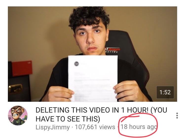 most retarded clickbait - Deleting This Video In 1 Hour! You Have To See This LispyJimmy 107,661 views 18 hours ago