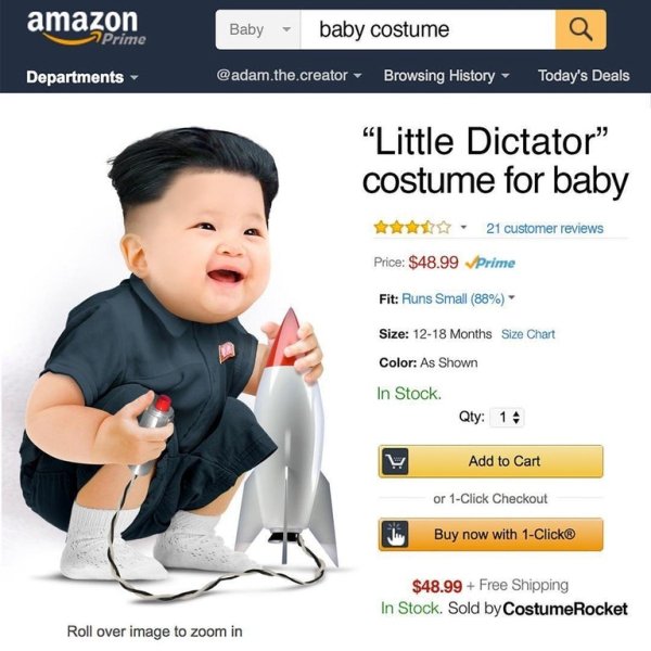 baby costume meme - amazon Baby baby costume Prime Departments .the.creator Browsing History Today's Deals "Little Dictator" costume for baby 21 customer reviews Price $48.99 Prime Fit Runs Small 88% Size 1218 Months Size Chart Color As Shown In Stock Qty