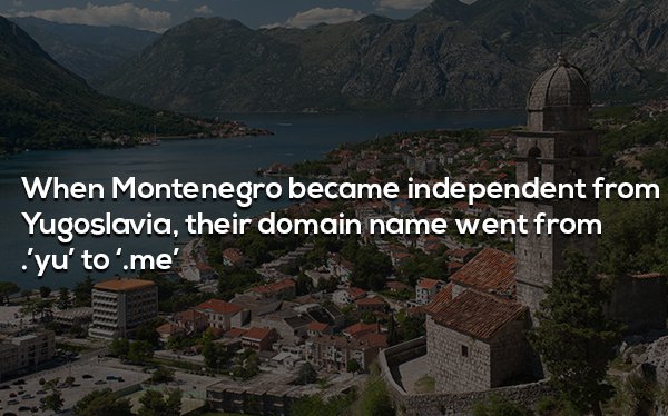 montenegro country - When Montenegro became independent from Yugoslavia, their domain name went from 'yu' to'.me'