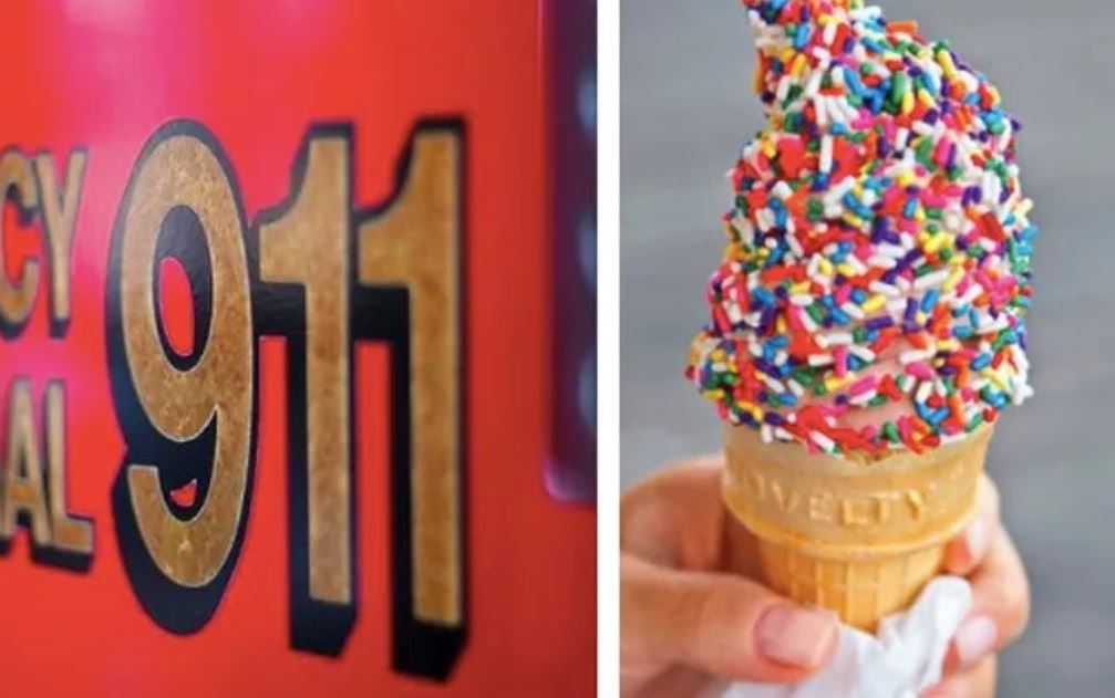 A British woman phoned 999 (the UK's 911) because the ice cream vendor did not give her enough sprinkles on her ice cream. Her complaint was that one side got sprinkles, but the other was empty.