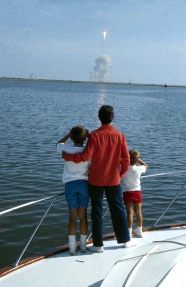 The Armstrong family observing the launch of Apollo 11