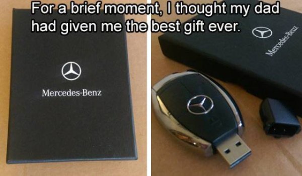 For a brief moment, I thought my dad had given me the best gift ever. O rang Mercedes Bera MercedesBenz