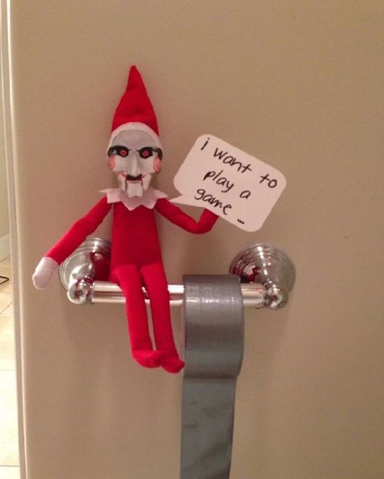 elf on the shelf saw movie - i want to play a game .