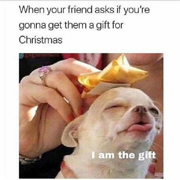 christmas present meme - When your friend asks if you're gonna get them a gift for Christmas I am the gift
