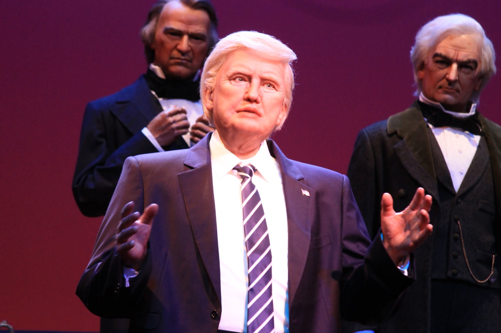 Disney clearly designed a Hillary animatronic first and had to repurpose it for Trump