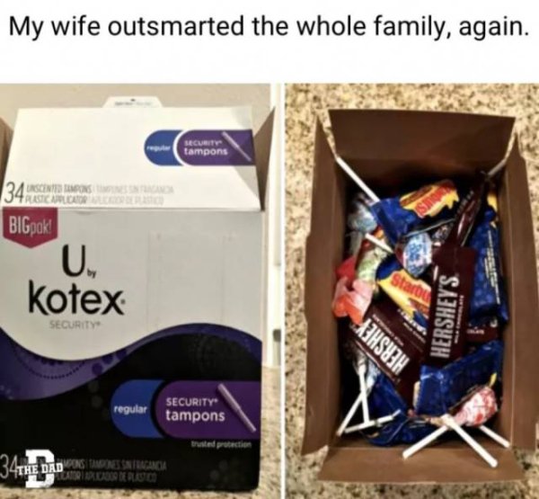 hiding candy in tampon box - My wife outsmarted the whole family, again. Becue tampons 34ASCINERIN Culo BIGpak! U. | Kotex Hershey'S Security regular Security tampons