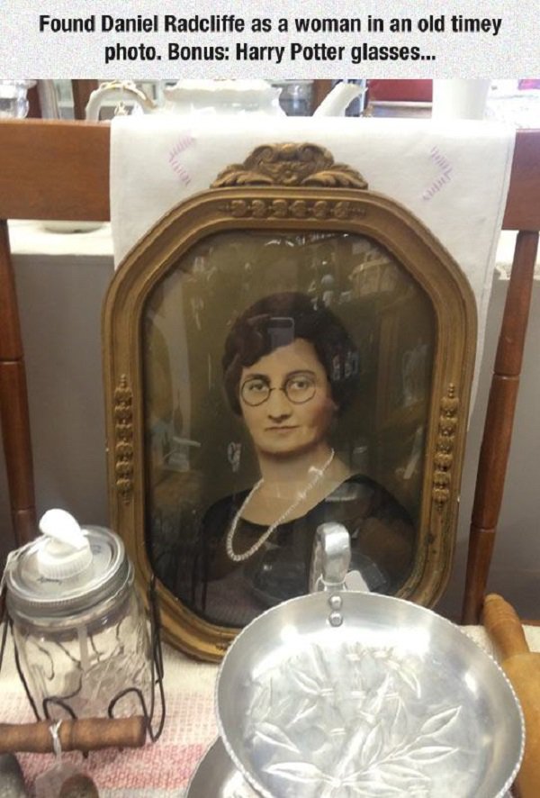 coincidence you re a woman harry - Found Daniel Radcliffe as a woman in an old timey photo. Bonus Harry Potter glasses...