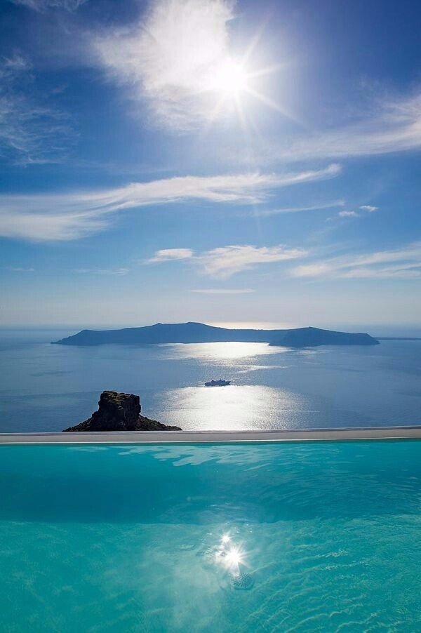 best pool view in santorini