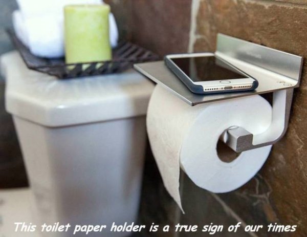 This toilet paper holder is a true sign of our times