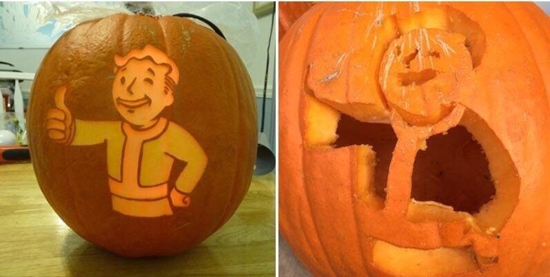expectation vs reality fallout pumpkin stencil