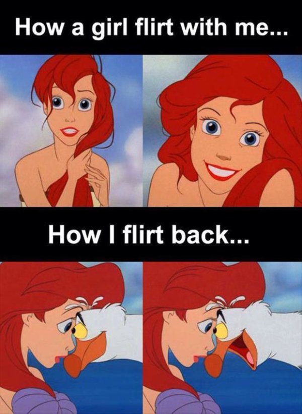 hiiii meme - How a girl flirt with me... How I flirt back...