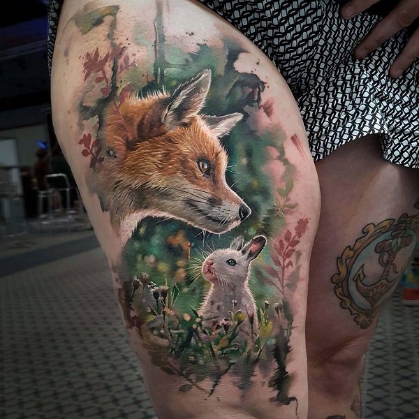 realistic rabbit tattoo - Na p