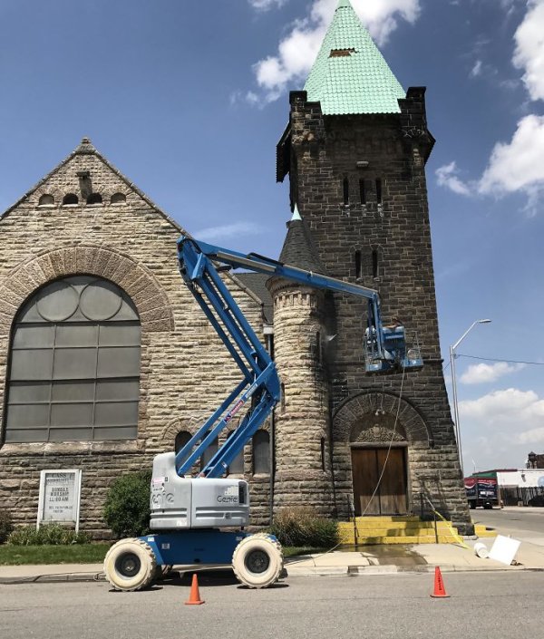 A church in Detroit being cleaned for the first time.