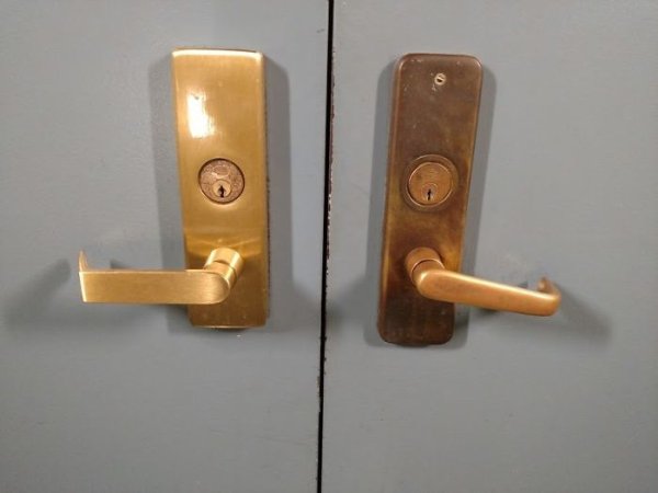 A university’s locked versus unlocked door.