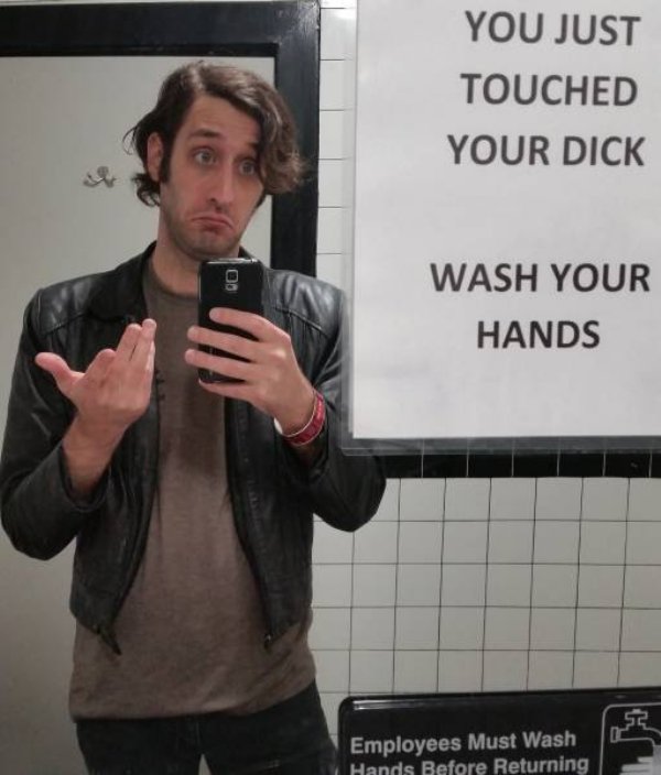 photo caption - You Just Touched Your Dick Wash Your Hands Employees Must Wash Hands Before Returning