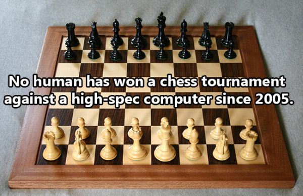 cool fact play chess - No human has won a chess tournament against a highspec computer since 2005.