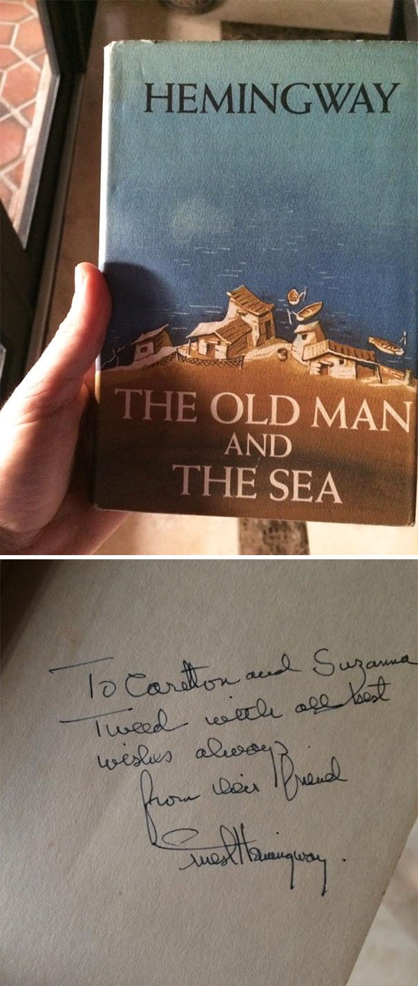 thrift store best thrift store finds - Hemingway The Old Man And The Sea To Caretton and Suzanna Tweed with all best wishes always from their friend lungway