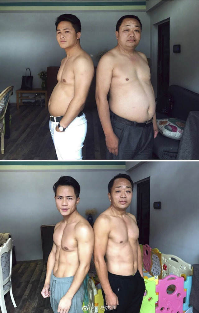 Father and son decides to get in shape together