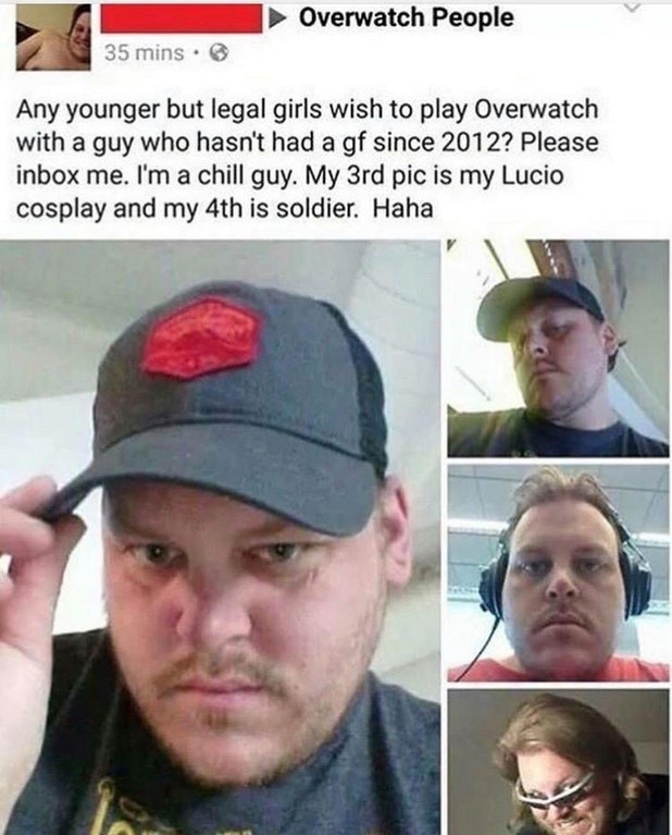 lucio cosplay meme - Overwatch People 35 mins. Any younger but legal girls wish to play Overwatch with a guy who hasn't had a gf since 2012? Please inbox me. I'm a chill guy. My 3rd pic is my Lucio cosplay and my 4th is soldier. Haha
