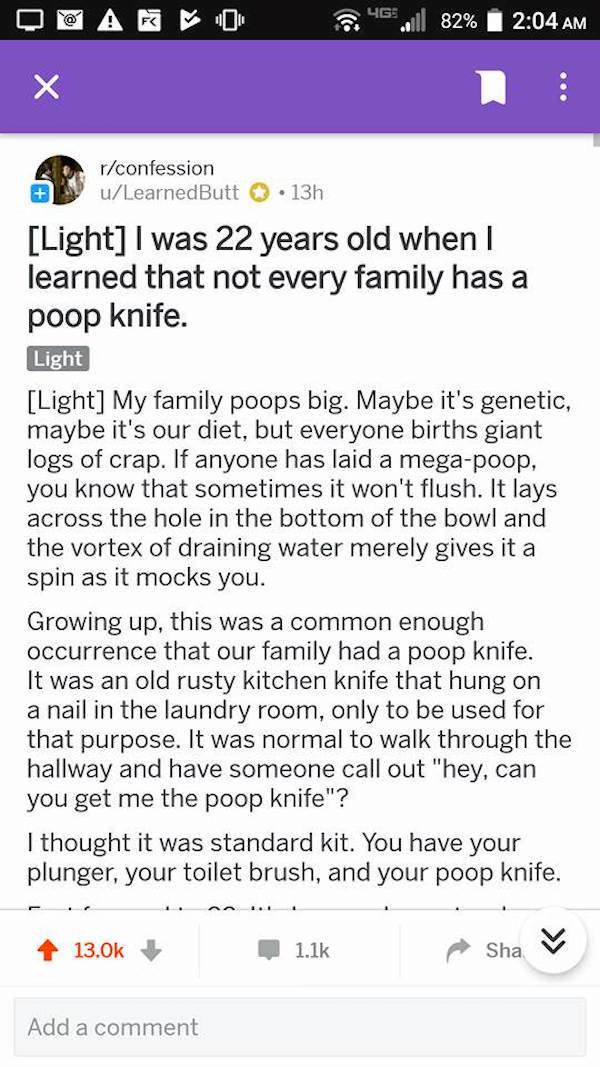 Bizarre Story About A Family And Their ‘Poop Knife’