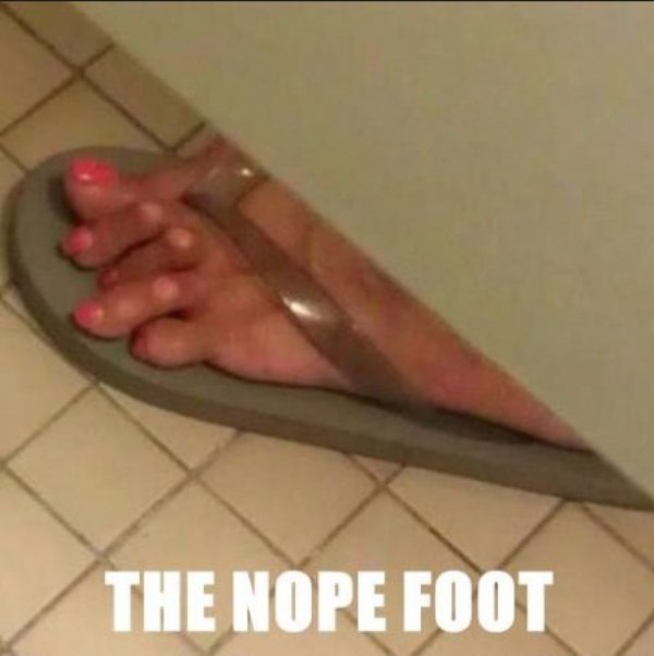 wtf gang signs with toes - The Nope Foot
