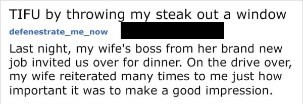 Husband completely ruins dinner at his wife’s boss’ house