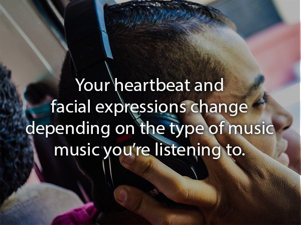 Song - Your heartbeat and facial expressions change depending on the type of music music you're listening to.