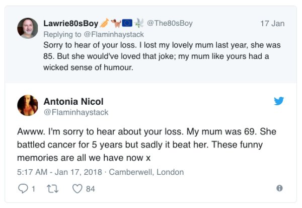 tweets about death penalty - Lawrie80sBoy 17 Jan Sorry to hear of your loss. I lost my lovely mum last year, she was 85. But she would've loved that joke; my mum yours had a wicked sense of humour. Antonia Nicol Awww. I'm sorry to hear about your loss. My