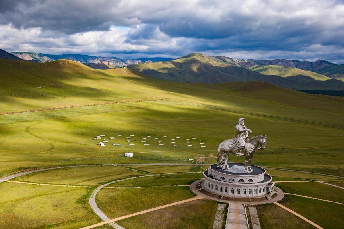 Genghis Khan statue (40m/130ft height) in the Mongolian steppe.