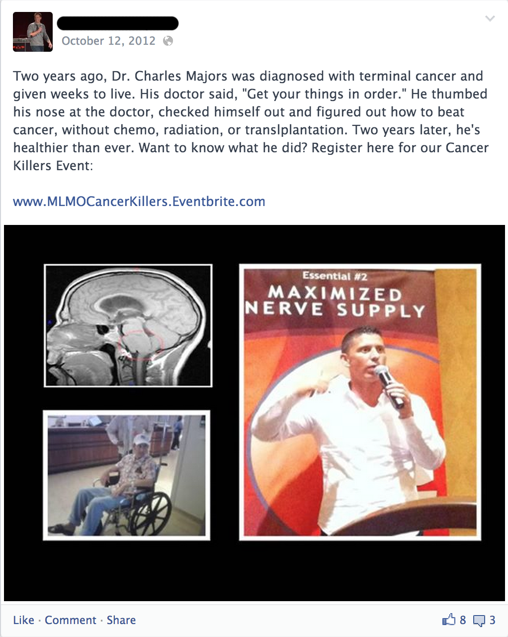 media - Two years ago, Dr. Charles Majors was diagnosed with terminal cancer and given weeks to live. His doctor said, "Get your things in order." He thumbed his nose at the doctor, checked himself out and figured out how to beat cancer, without chemo, ra