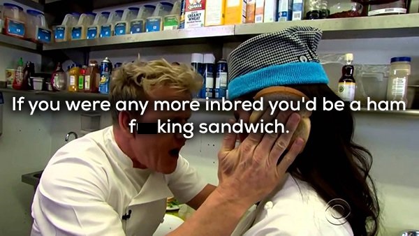 gordon ramsay sandwich - If you were any more inbred you'd be a ham f king sandwich.