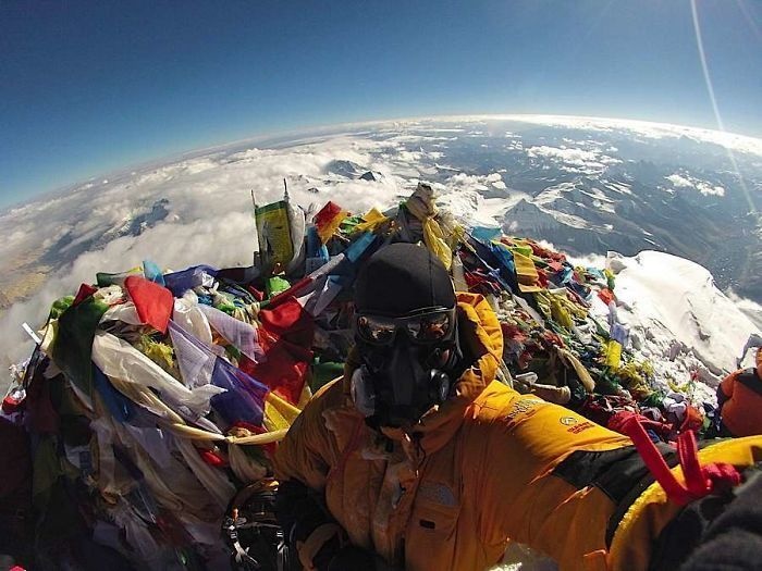 This is what the top of Mt. Everest looks like. 