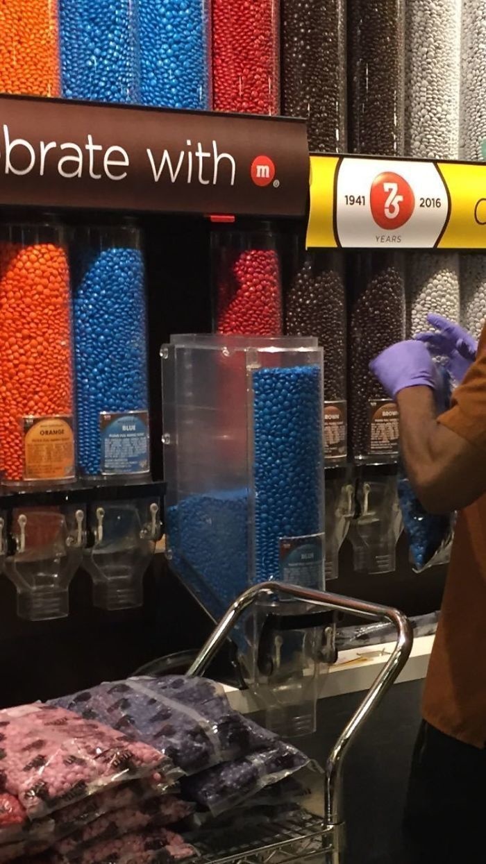 This is how they refill an M&M machine. 