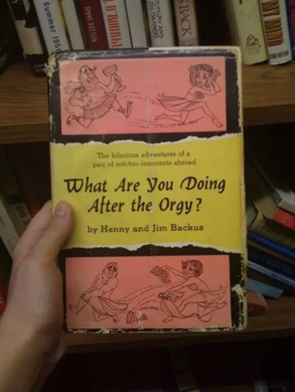 book - Summer 1969 1. D'Rourkia Sback The hilarious adventures of a pait of nottooInnocents abroad What Are You Doing After the Orgy? by Henny and Jim Backus