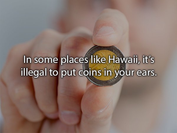 In some places Hawaii, it's illegal to put coins in your ears.