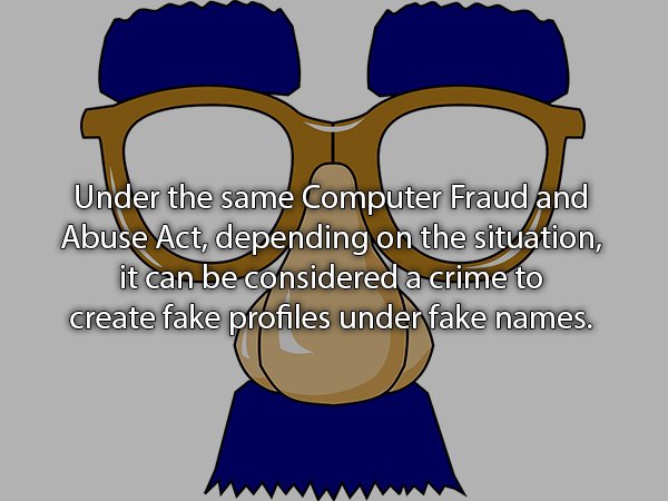 identity clipart - Under the same Computer Fraud and Abuse Act, depending on the situation, it can be considered a crime to create fake profiles under fake names.