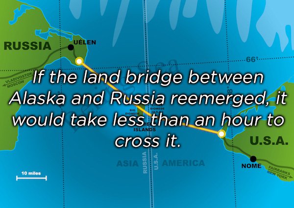 water resources - Chielen Russia .66 If the land bridge between Alaska and Russia reemerged, it would take less than an hour to cross it. U.S.A. Asia America Islands Nome Fairban Banks 10 miles York