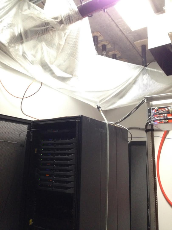 technology fail server room tarp wall