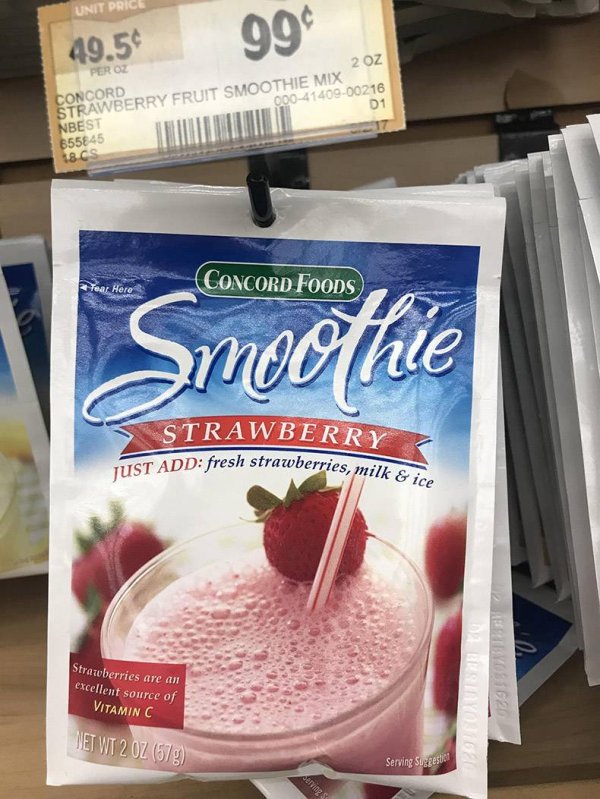 whipped cream - Unit Price 49.54 994 2 Oz Per Oz 01 Concord Strawberry Fruit Smoothie Mix Nbest 0004140900216 655845 18CS Concord Foods moolhie Strawberry wberries, milk & ice Must Add fresh strawberries. Strawberries are all excellent source of Vitamin C