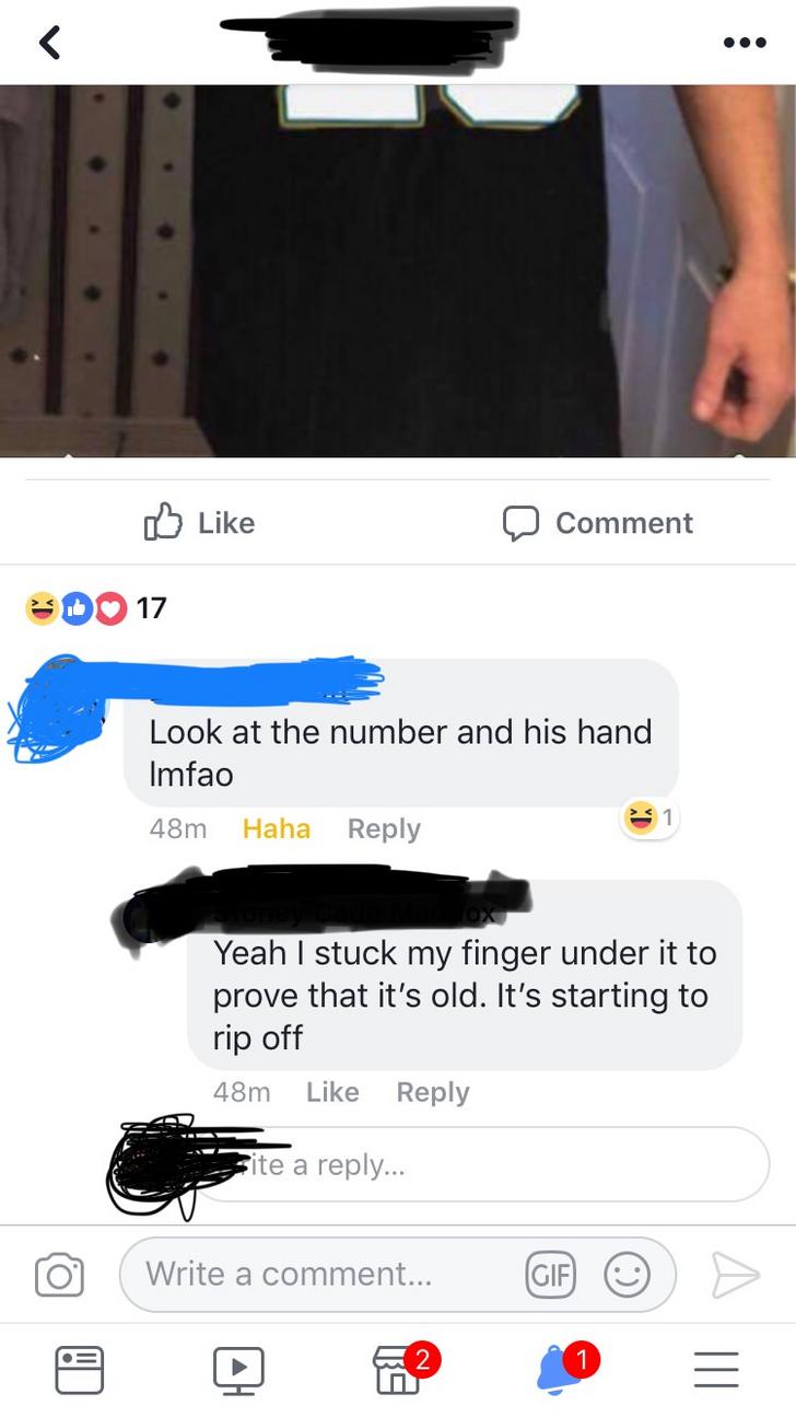 multimedia - Comment Do 17 Look at the number and his hand Imfao 48m Haha Yeah I stuck my finger under it to prove that it's old. It's starting to rip off 48m ite a ... Write a comment... Gif >