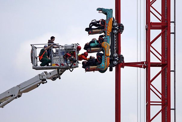 people stuck on roller coaster - 2