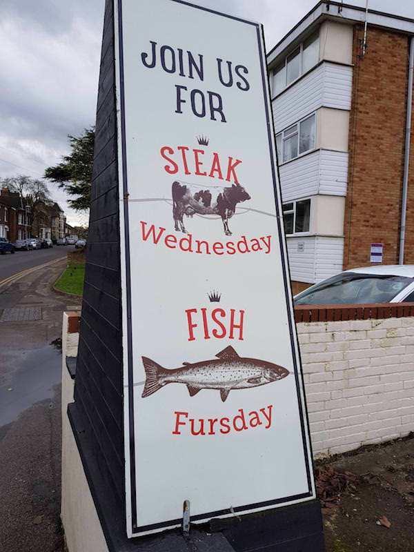 signage - Join Us For Steak Wednesday Fish Fursday