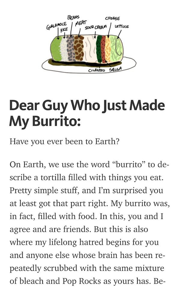 Hell Hath No Fury Like This Guy Whose Burrito Was Slightly Off